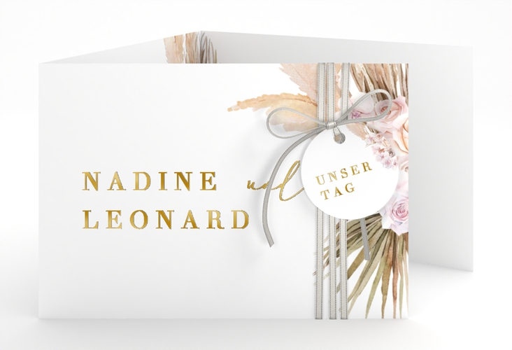 Hochzeitseinladung Nude A6 Doppel-Klappkarte gold