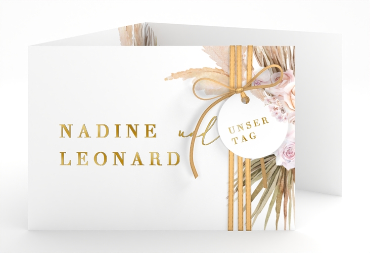 Hochzeitseinladung Nude A6 Doppel-Klappkarte gold