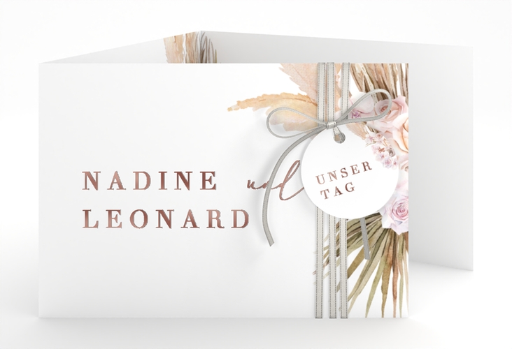 Hochzeitseinladung Nude A6 Doppel-Klappkarte rosegold
