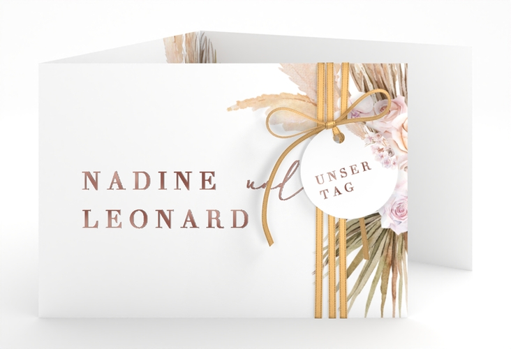 Hochzeitseinladung Nude A6 Doppel-Klappkarte rosegold