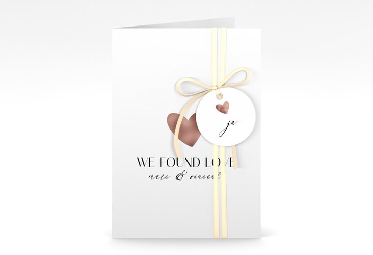 Einladungskarte Hochzeit Liebesbote A6 Klappkarte hoch bunt rosegold