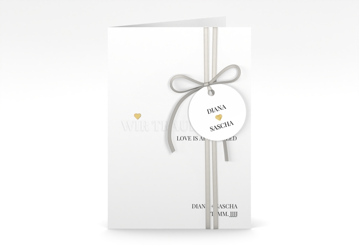 Einladungskarte Hochzeit Embossing A6 Klappkarte hoch rot gold