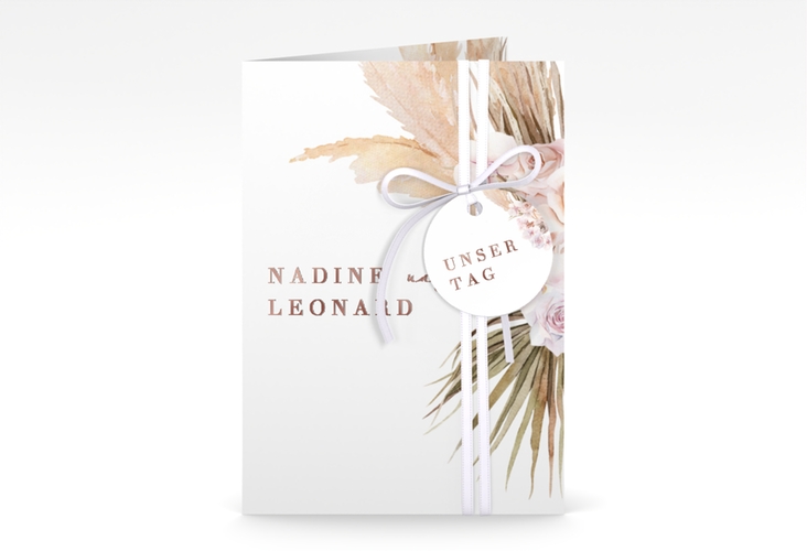 Einladungskarte Hochzeit Nude A6 Klappkarte hoch weiss rosegold