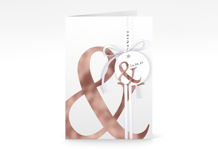 Einladungskarte Hochzeit And A6 Klappkarte hoch weiss rosegold