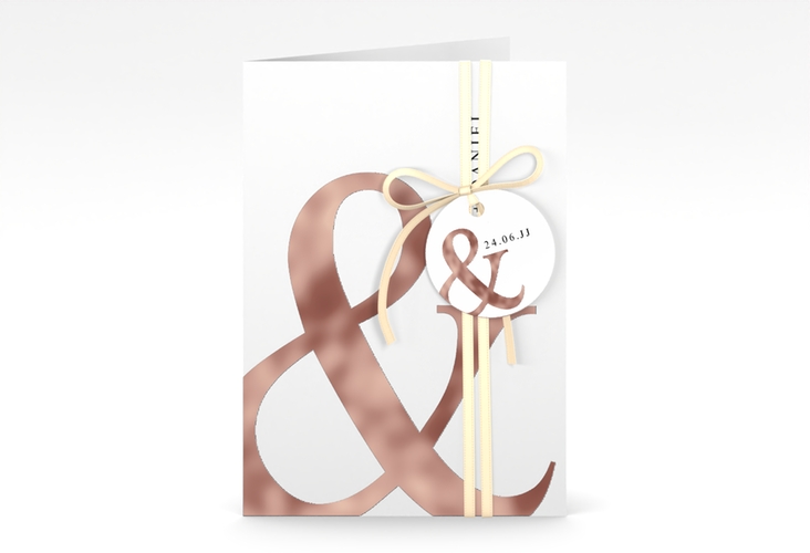 Einladungskarte Hochzeit And A6 Klappkarte hoch weiss rosegold