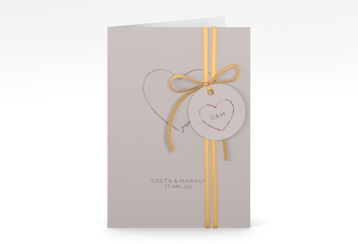 Einladungskarte Hochzeit Lebenstraum A6 Klappkarte hoch grau rosegold