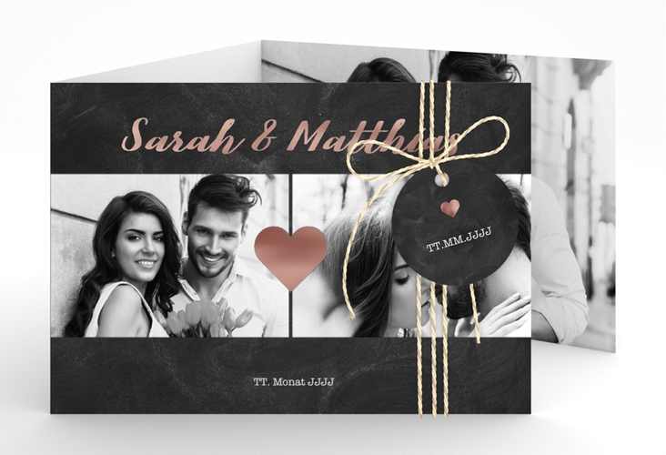 Hochzeitseinladung Sparkly A6 Doppel-Klappkarte grau rosegold
