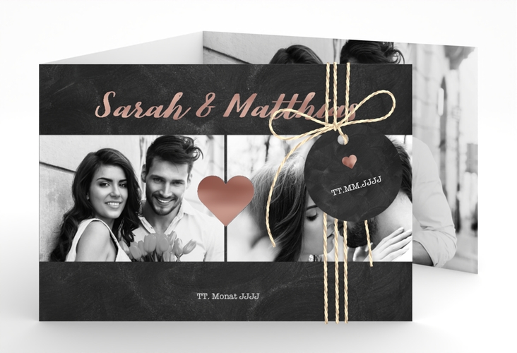 Hochzeitseinladung Sparkly A6 Doppel-Klappkarte grau rosegold