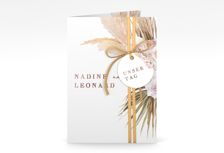 Einladungskarte Hochzeit Nude A6 Klappkarte hoch weiss rosegold