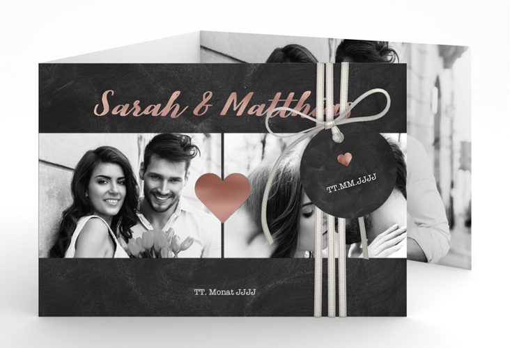 Hochzeitseinladung Sparkly A6 Doppel-Klappkarte grau rosegold