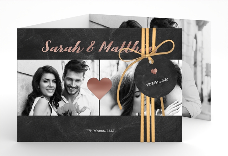 Hochzeitseinladung Sparkly A6 Doppel-Klappkarte grau rosegold