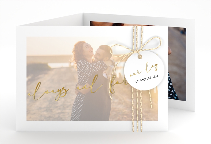 Hochzeitseinladung Lucent A6 Doppel-Klappkarte weiss gold