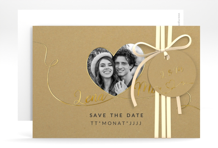 Save the Date-Karte Herzensbund A6 Karte quer gold