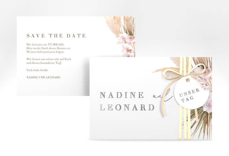 Save the Date-Karte Nude A6 Karte quer silber