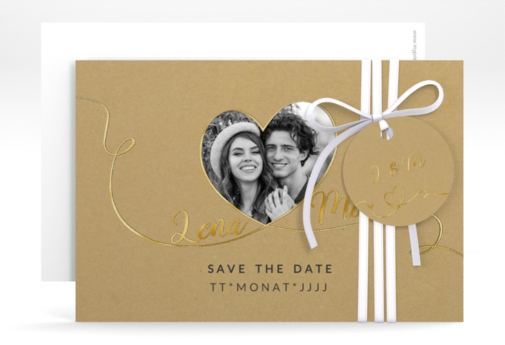 Save the Date-Karte Herzensbund A6 Karte quer gold