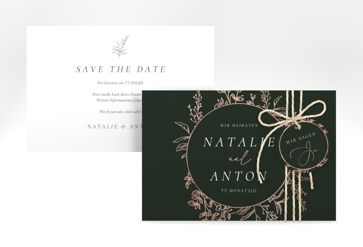 Save the Date-Karte Herbs A6 Karte quer rosegold