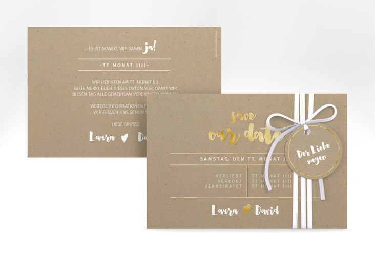 Save the Date-Karte Letterbox A6 Karte quer gold