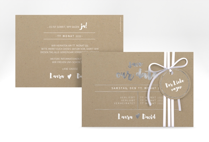 Save the Date-Karte Letterbox A6 Karte quer silber