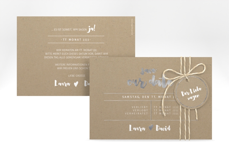 Save the Date-Karte Letterbox A6 Karte quer silber