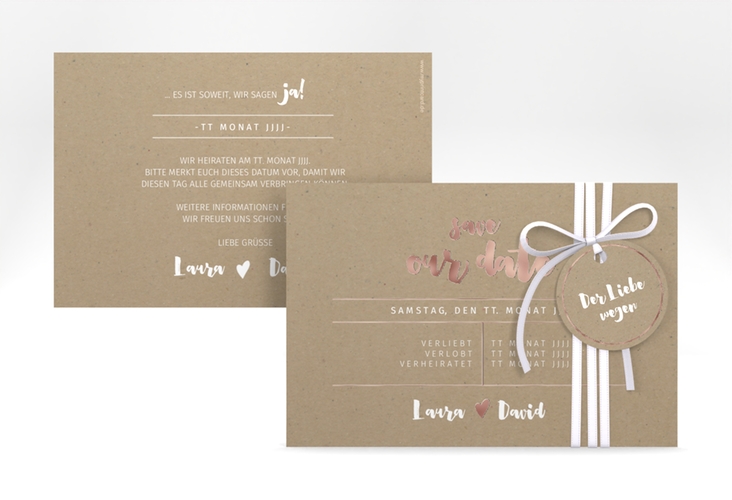 Save the Date-Karte Letterbox A6 Karte quer rosegold