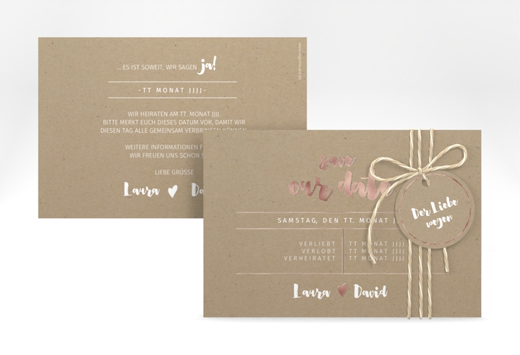 Save the Date-Karte Letterbox A6 Karte quer rosegold