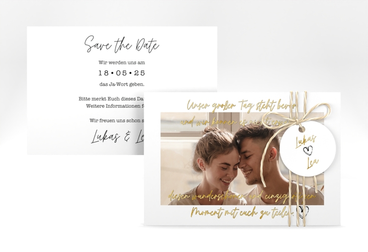 Save the Date-Karte Liebesbrief A6 Karte quer gold