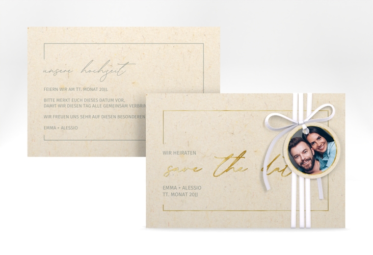 Save the Date-Karte Simple Line A6 Karte quer gold