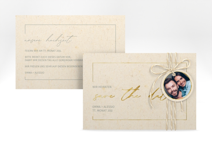 Save the Date-Karte Simple Line A6 Karte quer gold