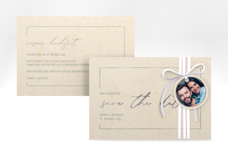 Save the Date-Karte Simple Line A6 Karte quer silber
