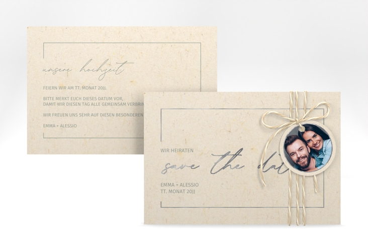 Save the Date-Karte Simple Line A6 Karte quer silber
