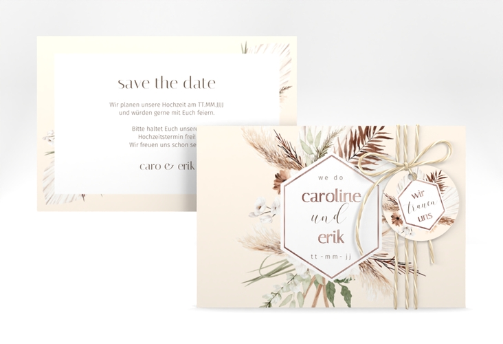 Save the Date-Karte Bohemian A6 Karte quer rosegold