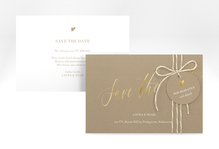 Save the Date-Karte Kalligrafie A6 Karte quer gold