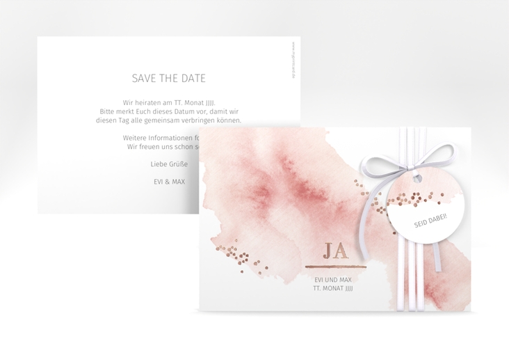 Save the Date-Karte Pastell A6 Karte quer rosegold