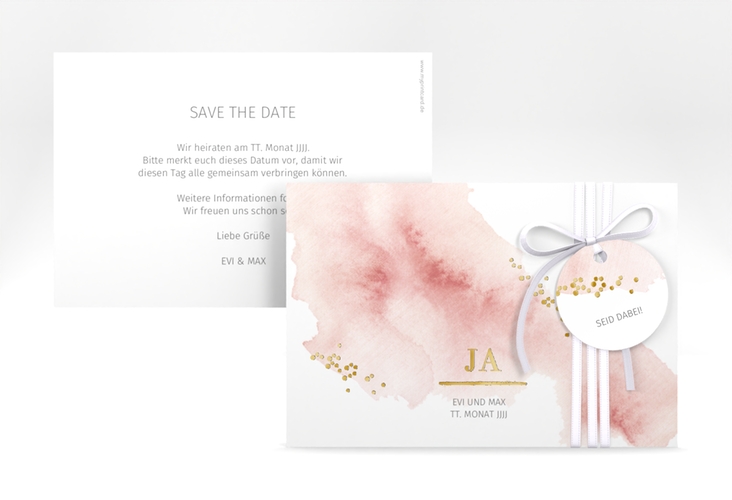 Save the Date-Karte Pastell A6 Karte quer gold