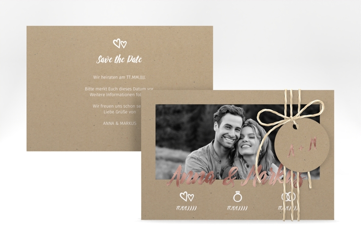 Save the Date-Karte Icons A6 Karte quer rosegold