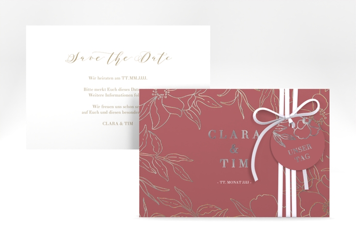 Save the Date-Karte Contour A6 Karte quer silber