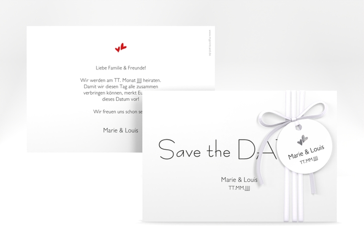 Save the Date-Karte Hochzeit Twohearts A6 Karte quer silber