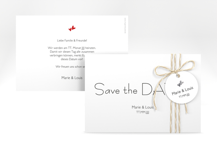 Save the Date-Karte Hochzeit Twohearts A6 Karte quer silber