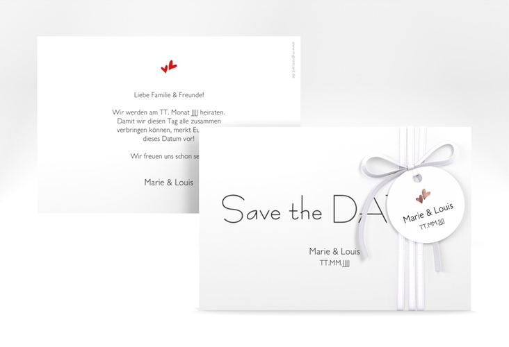 Save the Date-Karte Hochzeit Twohearts A6 Karte quer rosegold