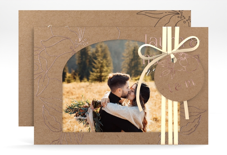 Save the Date-Karte Alpenblume A6 Karte quer rosegold