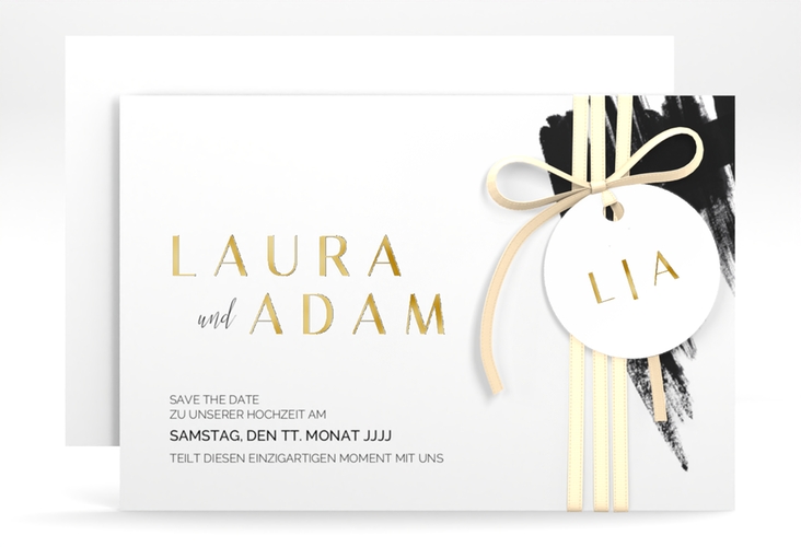 Save the Date-Karte Brush A6 Karte quer gold