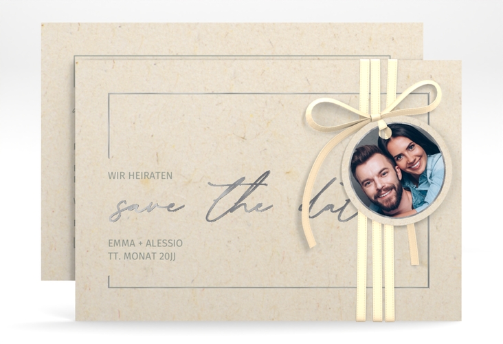 Save the Date-Karte Simple Line A6 Karte quer silber