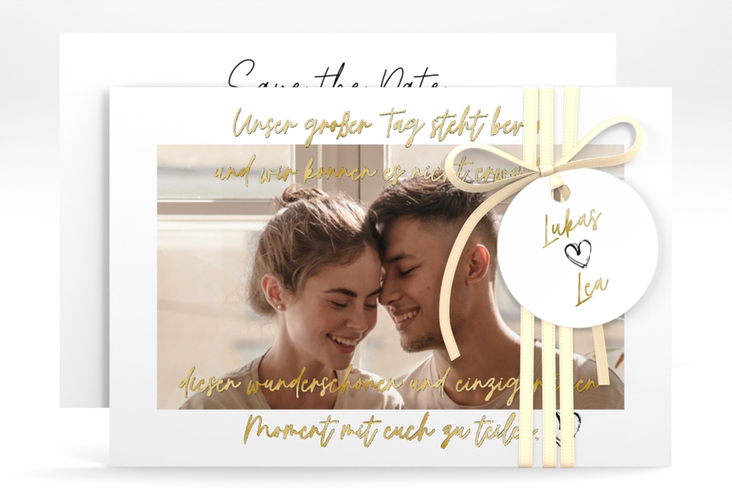 Save the Date-Karte Liebesbrief A6 Karte quer gold