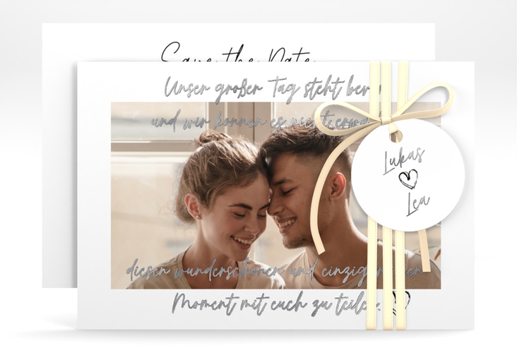 Save the Date-Karte Liebesbrief A6 Karte quer silber