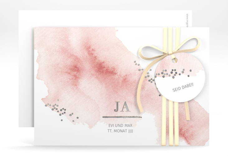 Save the Date-Karte Pastell A6 Karte quer silber