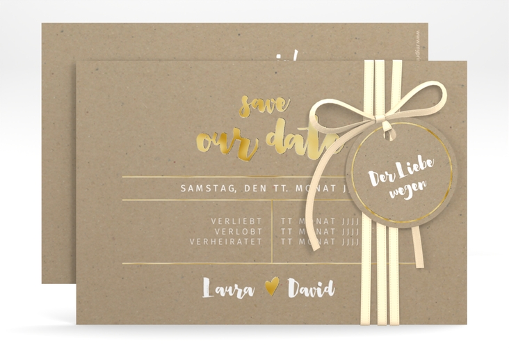 Save the Date-Karte Letterbox A6 Karte quer gold