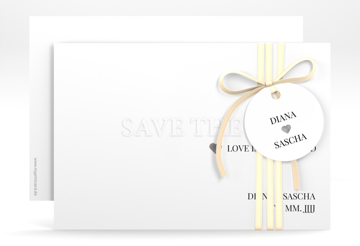Save the Date-Karte Embossing A6 Karte quer silber