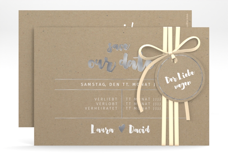 Save the Date-Karte Letterbox A6 Karte quer silber
