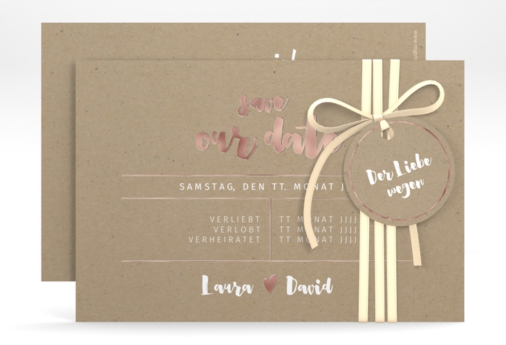 Save the Date-Karte Letterbox A6 Karte quer rosegold