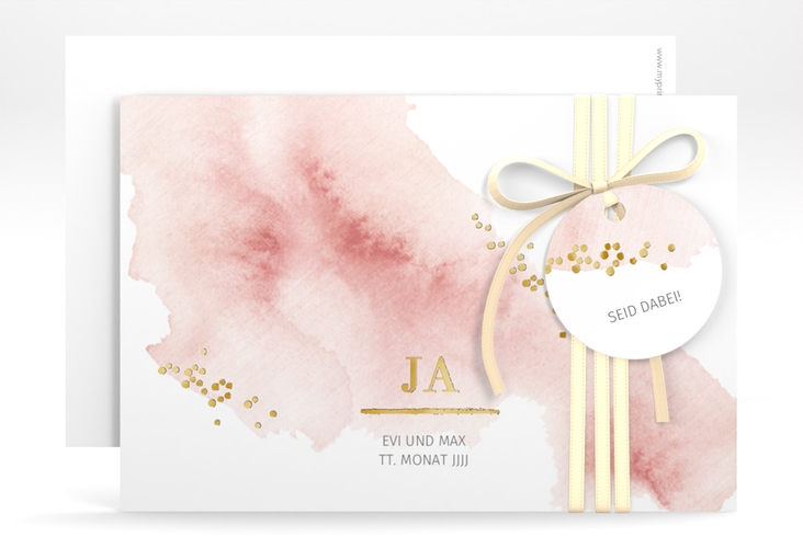 Save the Date-Karte Pastell A6 Karte quer gold